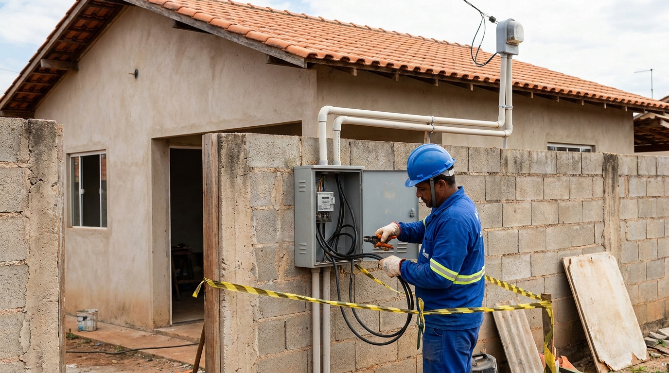 Eletricista instalando padrao de energia em Suzano‑SP